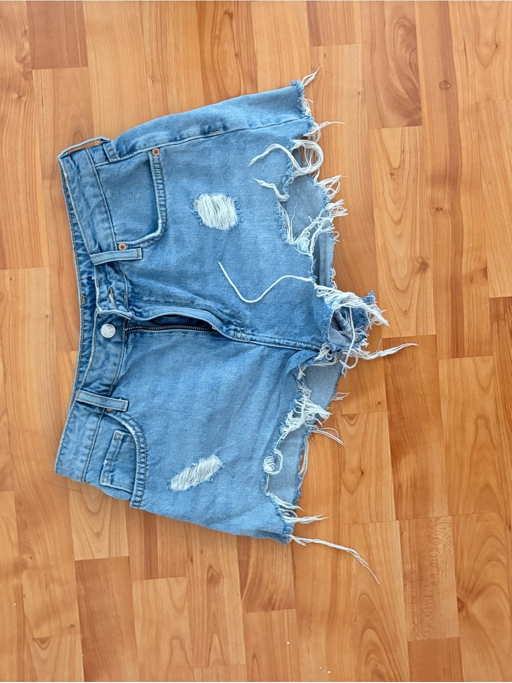 Fashion Nova Light Blue Distressed Denim Cutoff Shorts